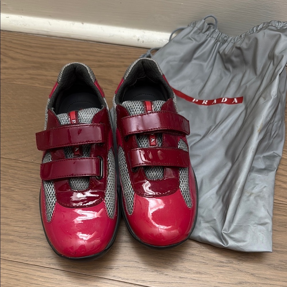 Prada Kids Sneakers in Red and Gray